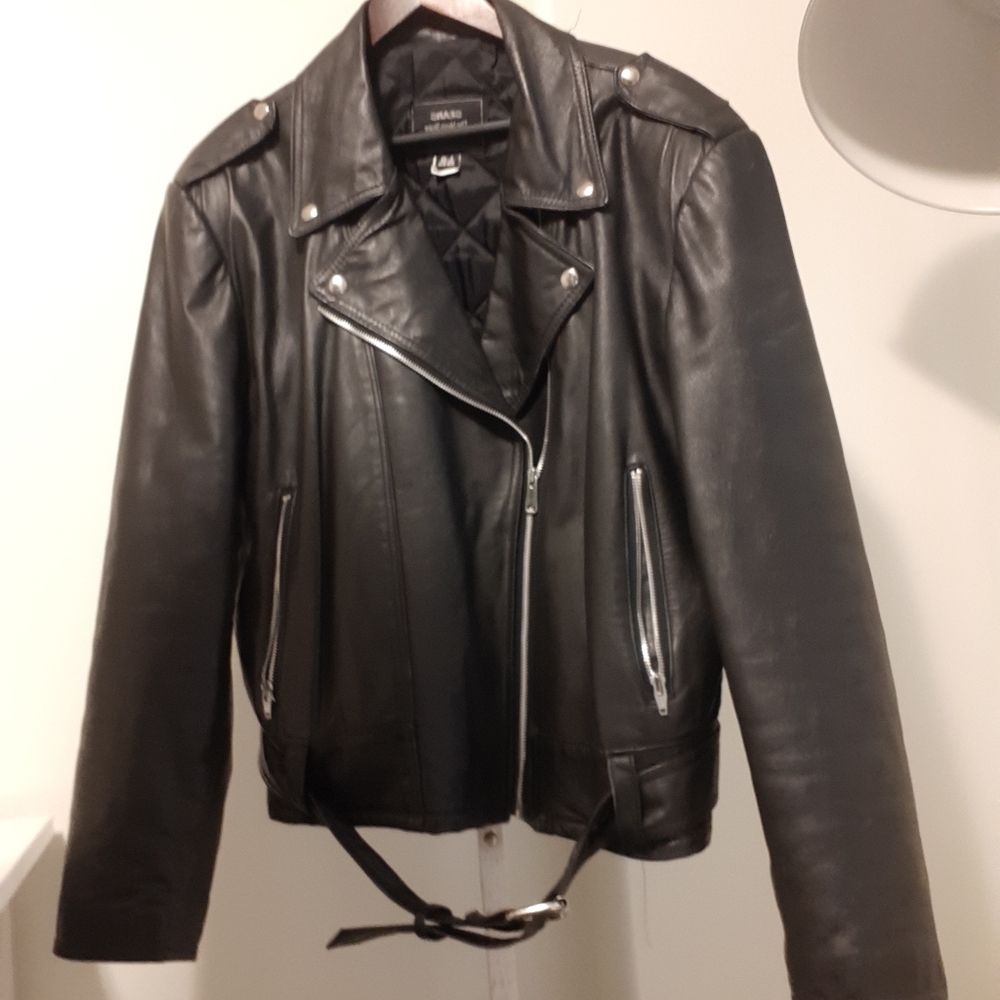 Leather biker jacket